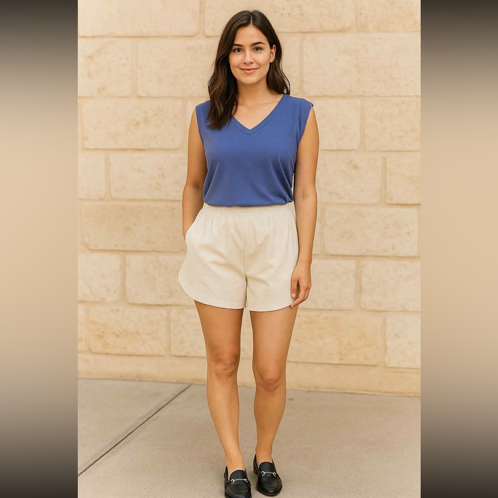 NWT Ladies size large Anthropologie Linen blended high waisted short-shorts - Picture 1 of 9